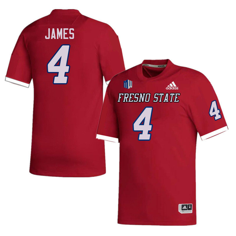 Men #4 Chedon James Fresno State Bulldogs College Football Jerseys Stitched-Red